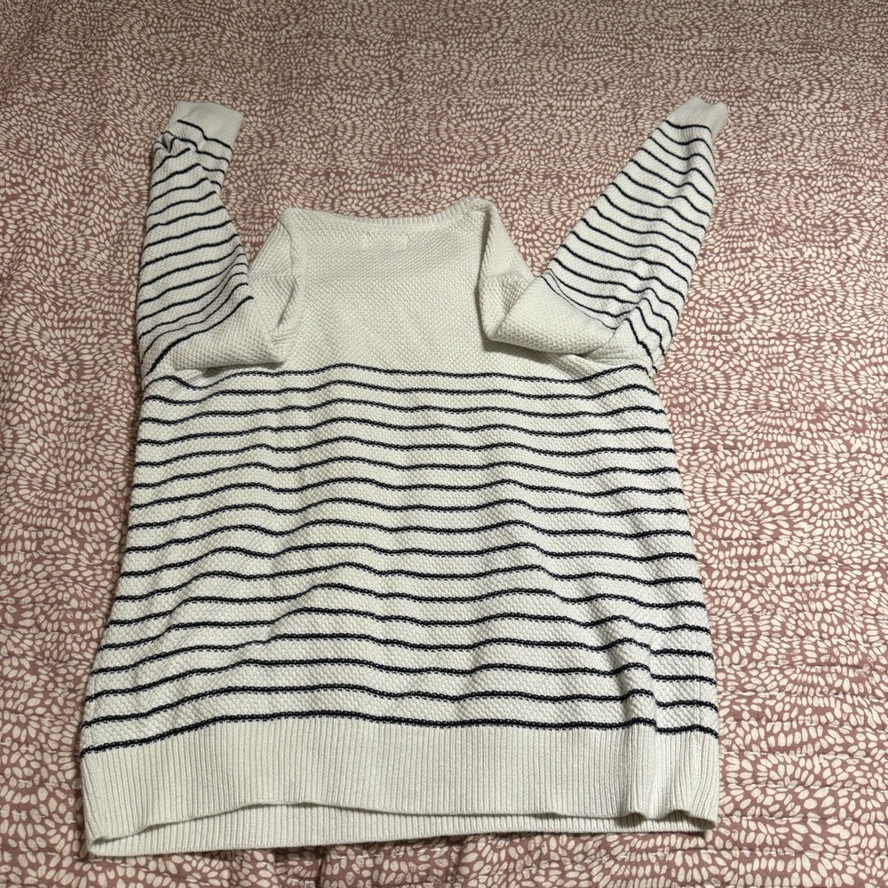 Old Navy Striped Crewneck Sweater - Cream and Black - Picture 4 of 4